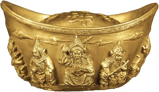 BRASSTAR Brass Feng Shui Ingot Five Deities Statue 5.7L Home Decor Sculpture Attract Wealth and Good Luck Business Gift Collection PTZY032