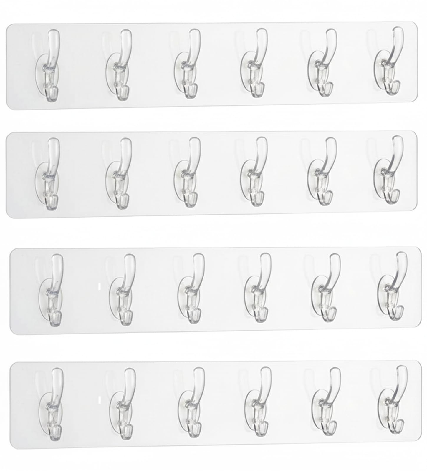 KBS Self Adhesive PVC Wall Hanger 6 Hook Sticker Transparent for Hanging Clothes,Towel,Key Home Kitchen Tools Office Bathroom Bedroom Products Door Multipurpose Organizers Accessories (Pack of 4)