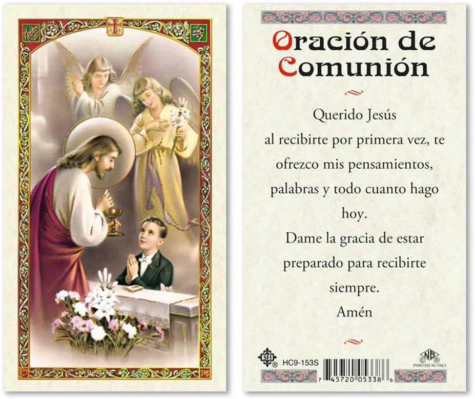 Oracion de Primera Comunion para Ninos Laminated Prayer Cards - Pack of 25- Espanol Multicolor