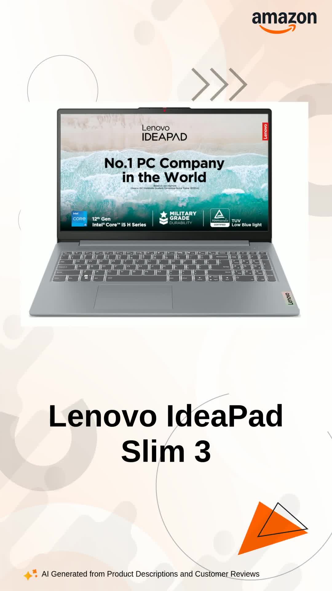 Lenovo IdeaPad Slim 3, 12th Gen Intel Core i5-12450H (16GB LPDDR5