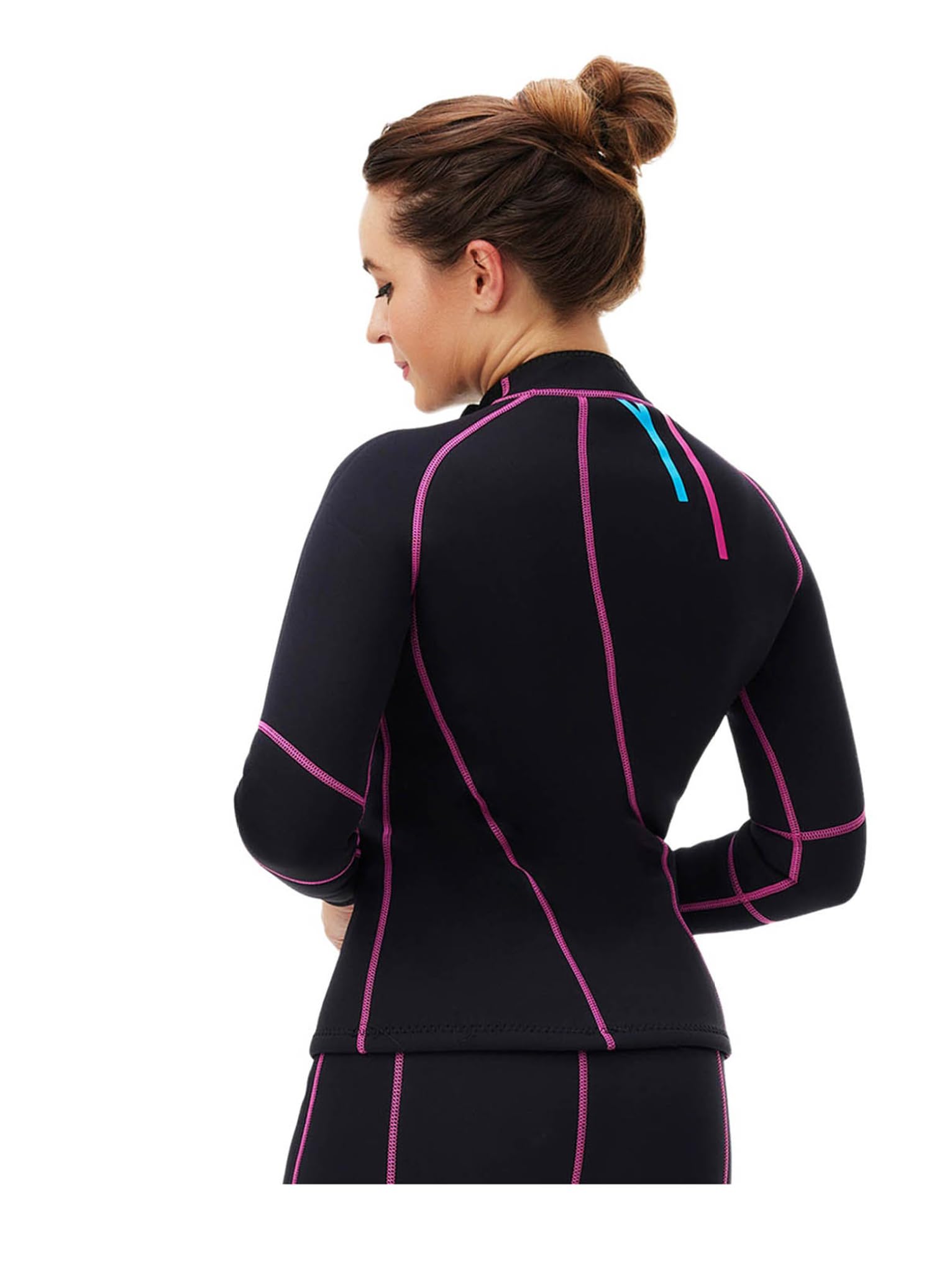 Mufeng Damen Neoprenanzug Jacke 3mm Neopren Jacke Tauchjacke Neoprenanzug Top Oberteil für Tauchen Surfen Schwimmen Schnorcheln Schwarz 4XL