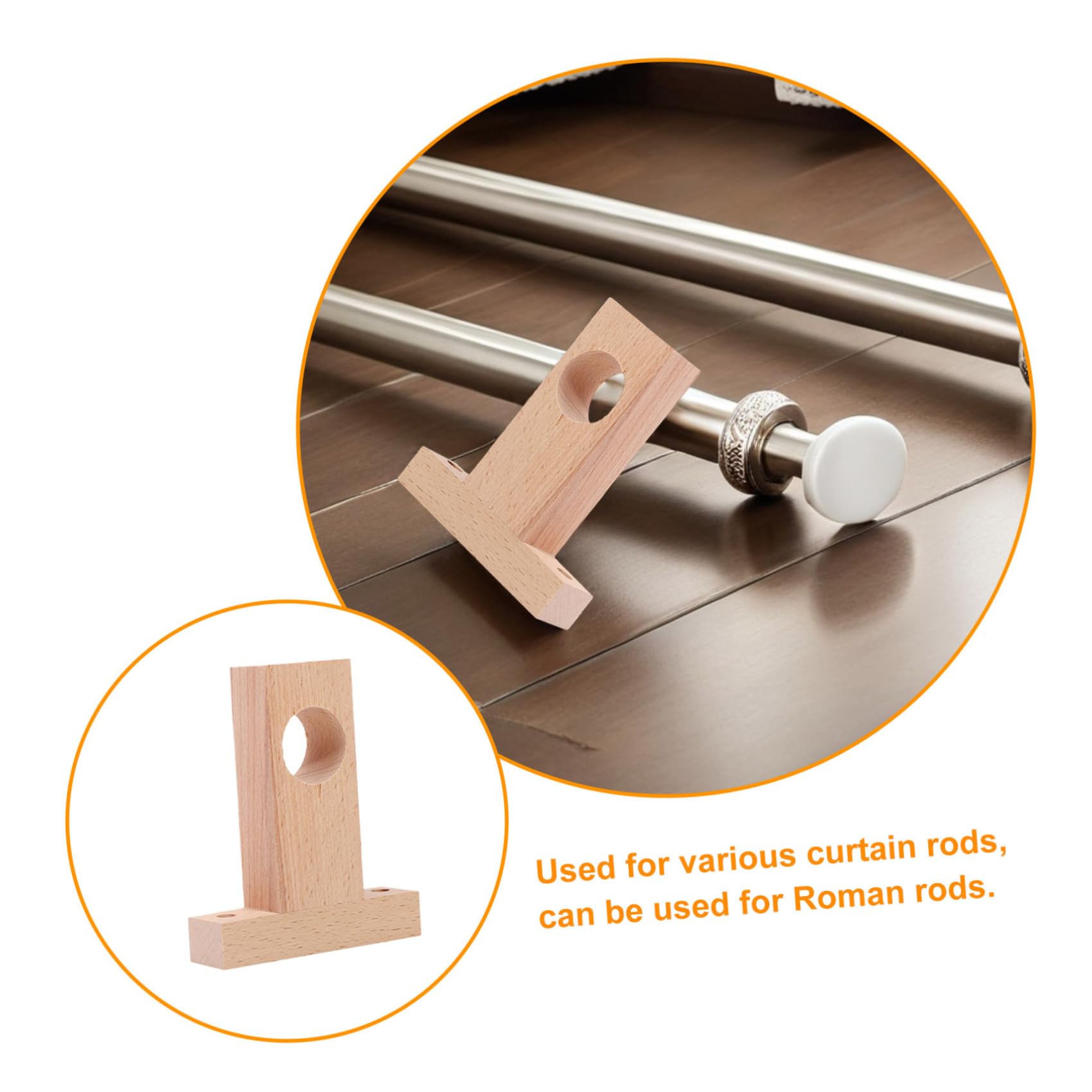 Mobestech 4pezzi Supporti in Legno per Bastoni per Tende Interni Semplici e Resistenti Porta Bastone da Parete per Decorazioni Moderne Facili da Installare e Sicuri