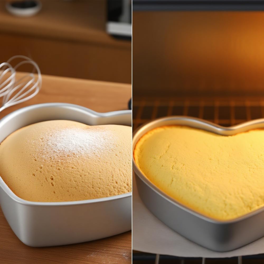 2 Pack Heart Shaped Cake Pans Set (10 & 8 Inch), Aluminum Heart Cake Pan, Nonstick Cake Baking Mold, Heat-Resistant Baking Tin for Wedding, Birthday, Party, Valentine's Day - Image 4