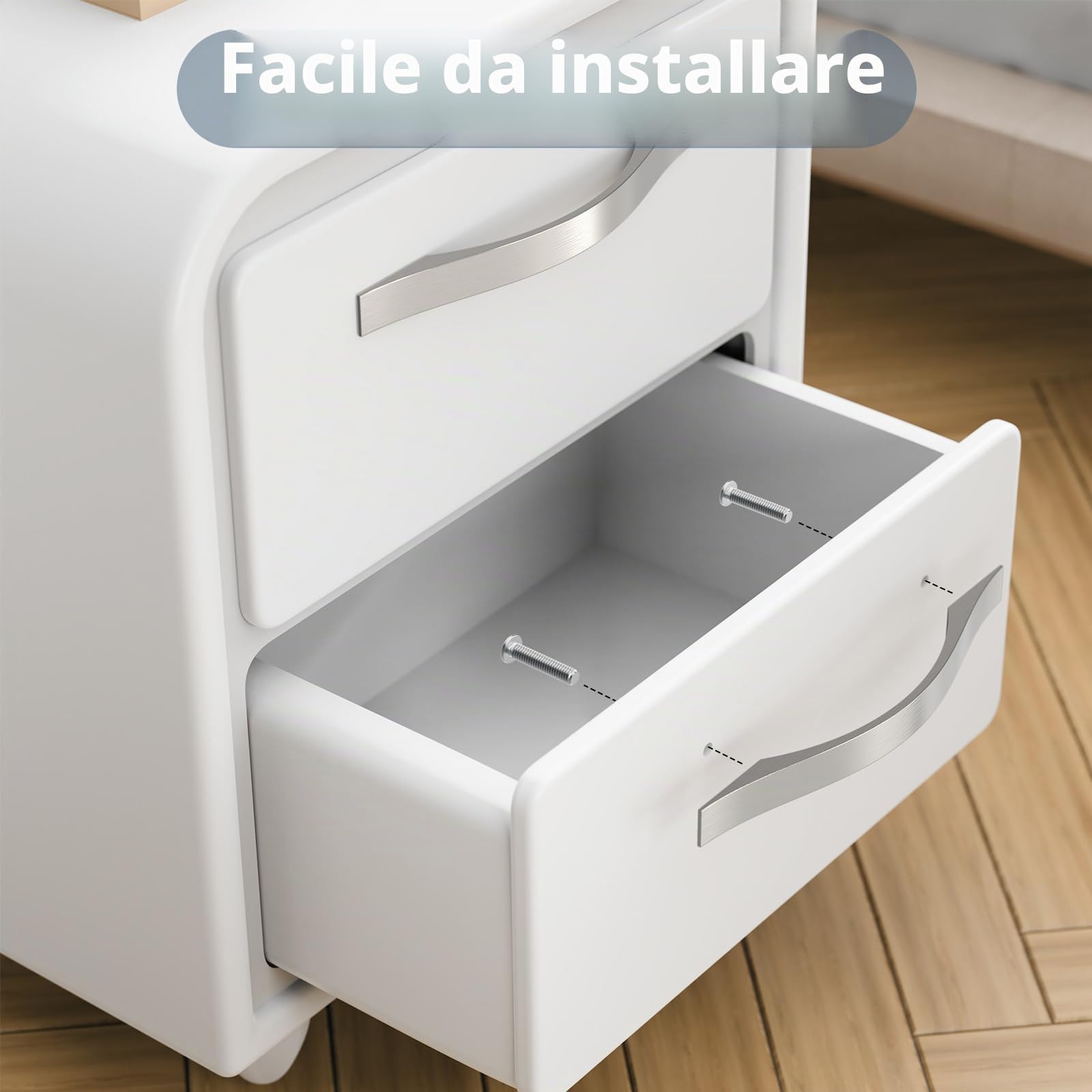 FURNIWARE 10 maniglie per armadi, maniglie per mobili, nichel satinato spazzolato, distanza tra i fori, 128 mm, maniglie per mobili, cassetti, credenze da cucina, armadi, maniglie per cassetti