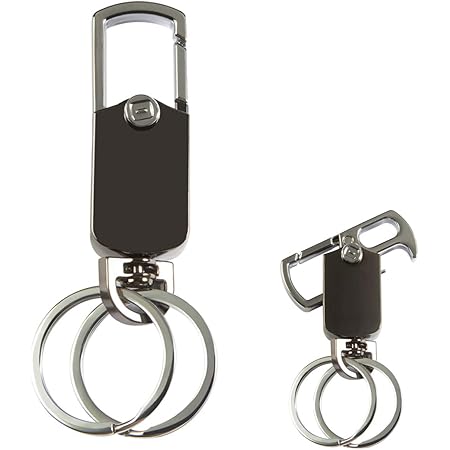 Amazon Co Jp キーホルダー メンズ キーホルダー 360度回転 栓抜きキーホルダーおしゃれ キーチェーン キー リング メンズ 専用 キーホルダー カラビナ ダブル キーホルダー 金属製のプレゼント箱の包装 キーホルダー黒银色 シューズ バッグ