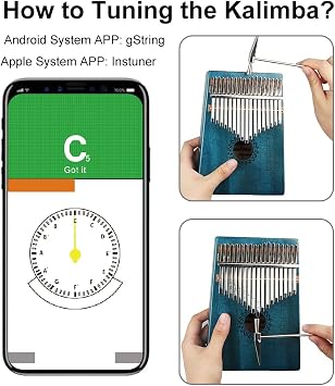 Kalimba Thumb Piano 17 Keys, Portable Mbira Finger Piano for Kids & Adults