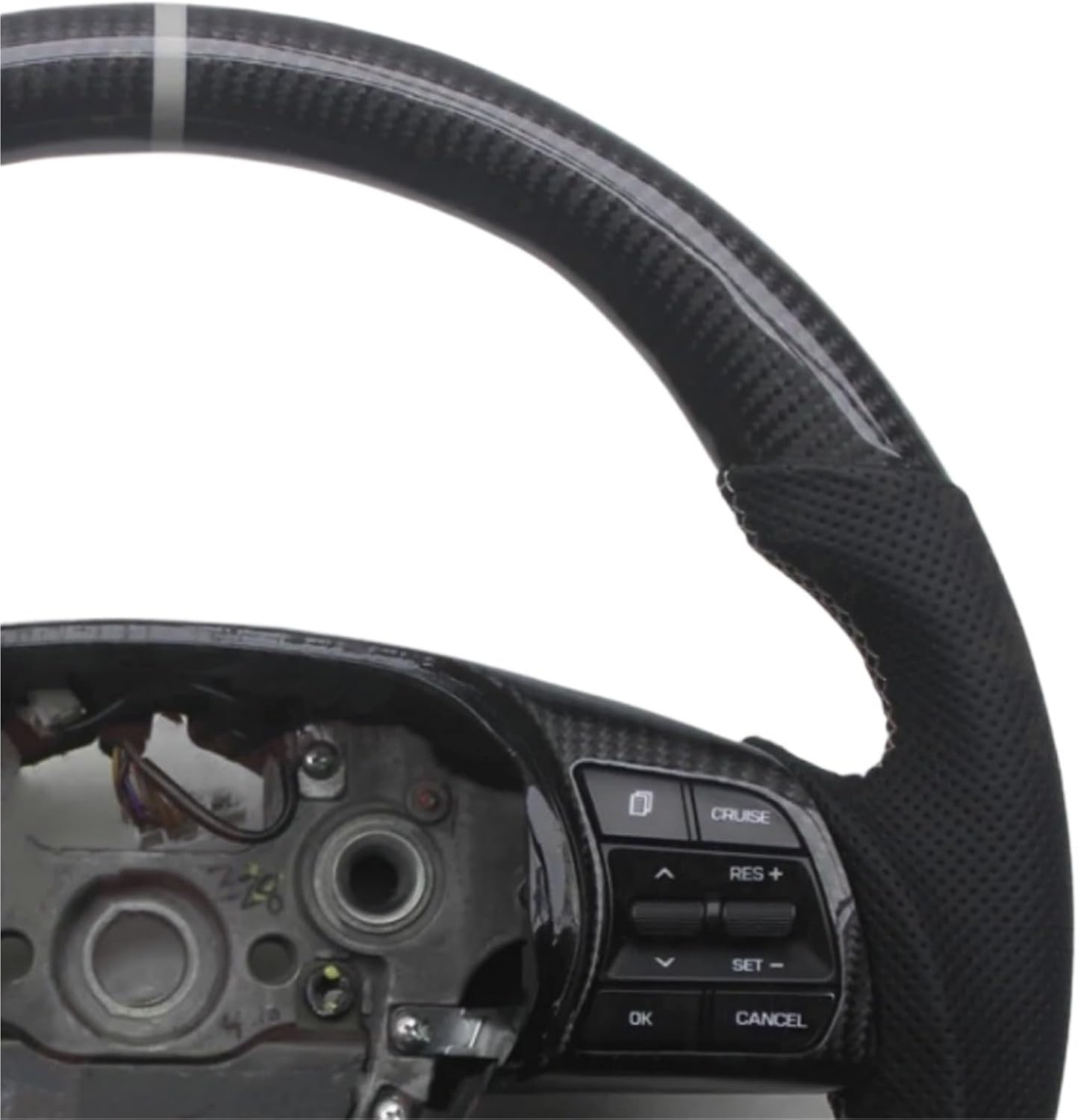 Replacement Compatible With Hyundai Sonata 2015-2019 Carbon Fiber Leather Steering Wheel