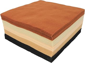 Bright Ideas Felt Sheets. Sheet Size 22cm x 22cm, PK50 Sheets in 5 Natural Assorted Colours. 1.4mm Thick Polyester Felt Square Sheets for Craftwork Sewing, Patchwork and Arts & Crafts. BI8091.