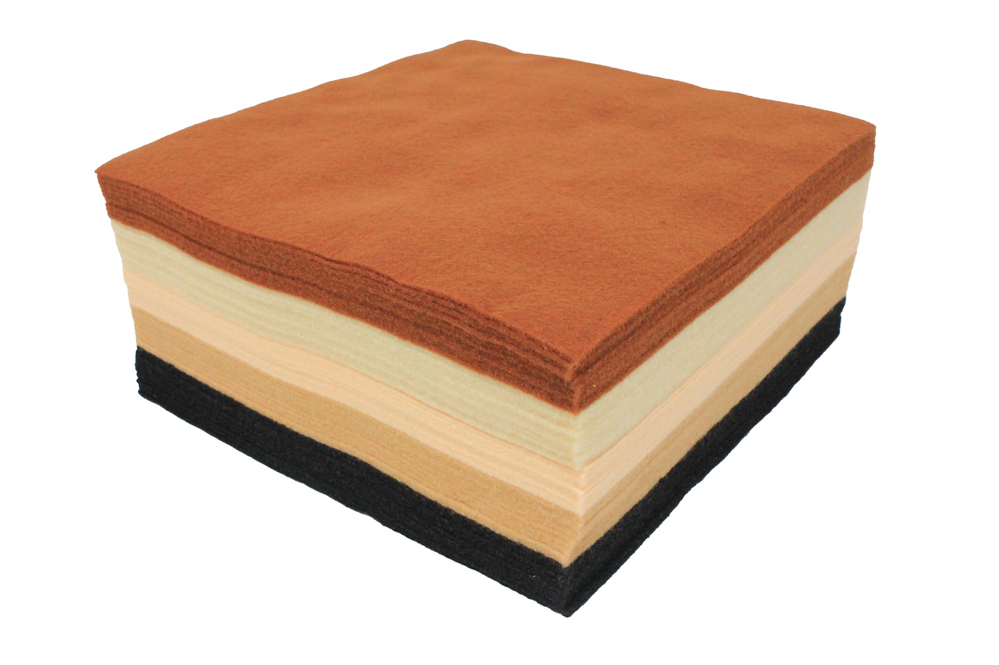 Bright Ideas Felt Sheets. Sheet Size: 22cm x 22cm, PK50 Sheets in 5 Natural Assorted Colours. 1.4mm Thick Polyester Felt Square Sheets for Craftwork Sewing, Patchwork and Arts & Crafts. BI8091.