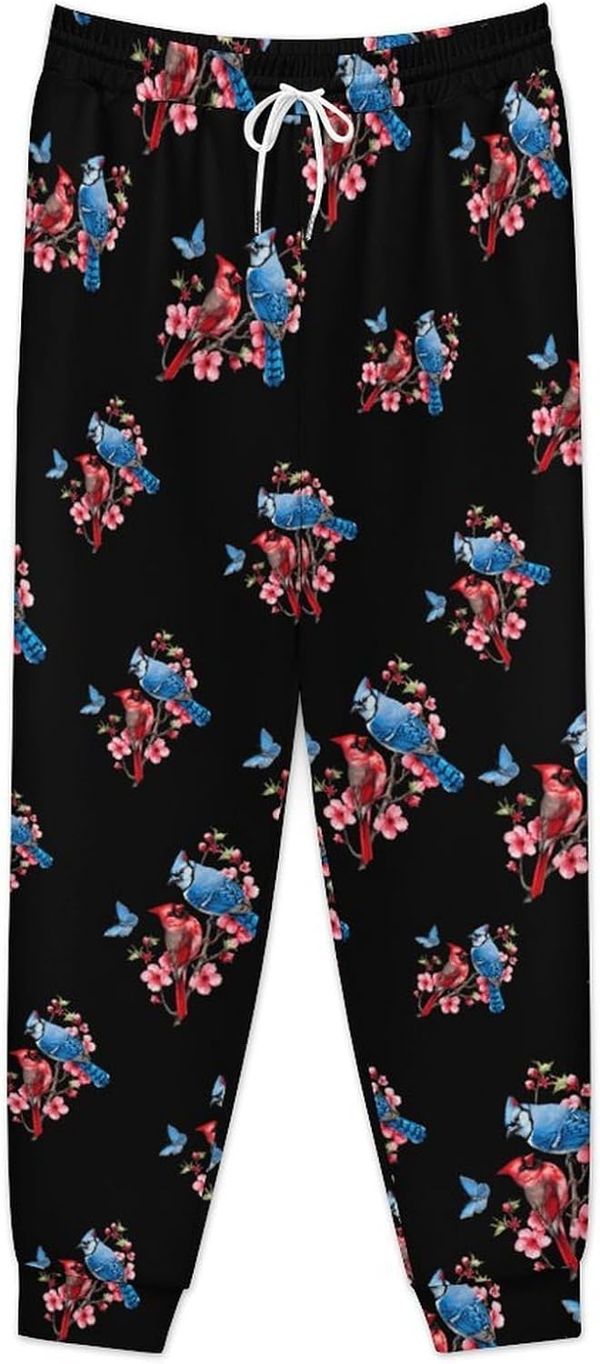 Blue Jay Cardinal1 Bird Butterfly Casual Men's Sweatpants Lounge Pant 4X-Large