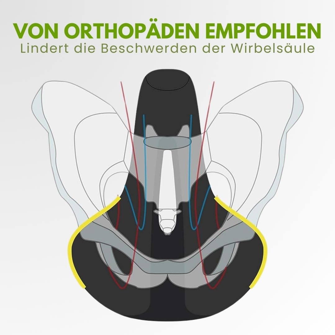 Cloudsattel - orthopädischer schmerzlindernder Radsattel für alle Fahrräder Bequemer Fahrradsattel mit Weichem Memory - Schaum, Rotem Warnstreifen und Federung für City -und Mountainbikes