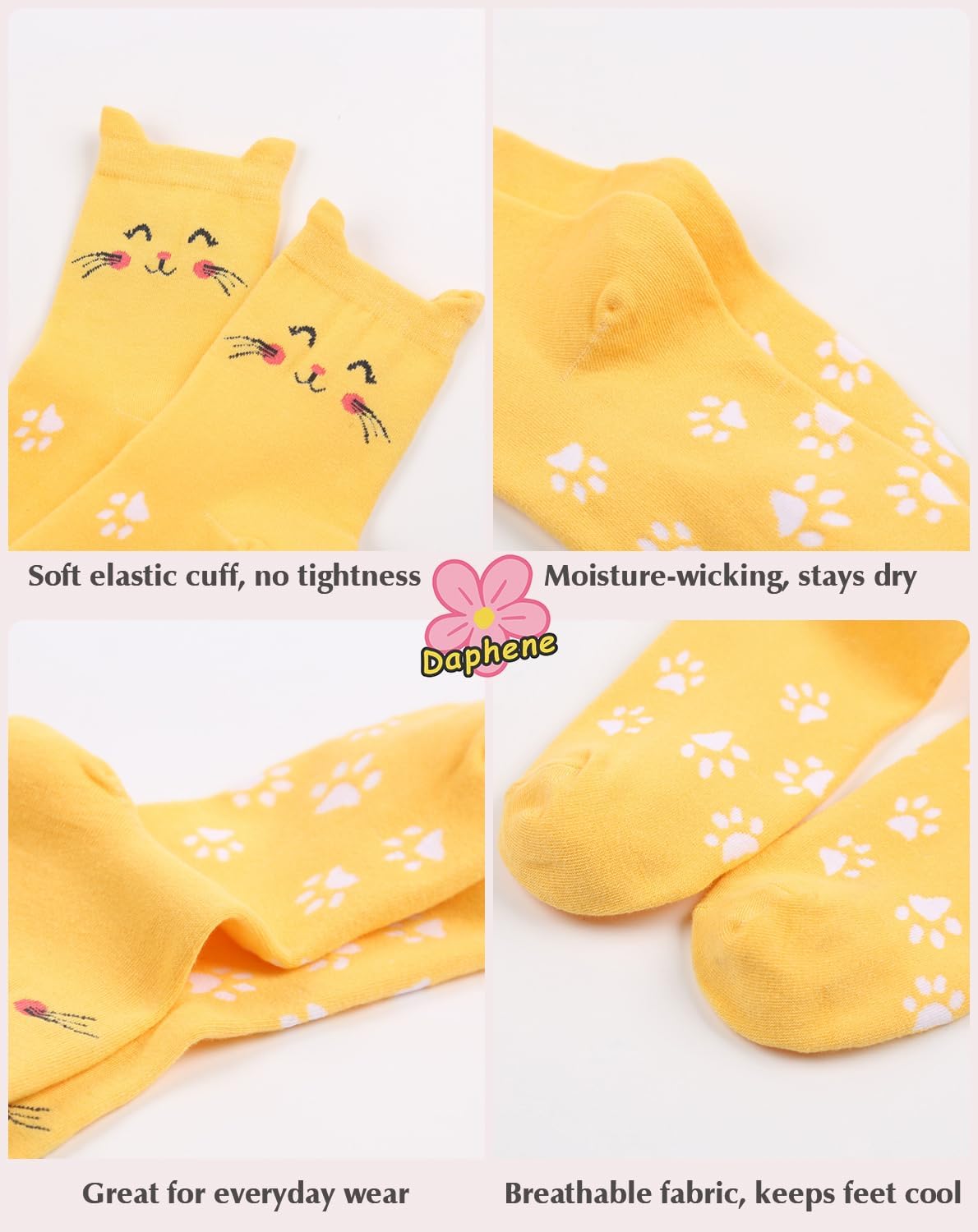 Daphene Womens Cute Socks All Season | Premium Combed Cotton Breathable Soft | Cartoon Animal Patterns | Cozy Holiday Gifts - Image 3