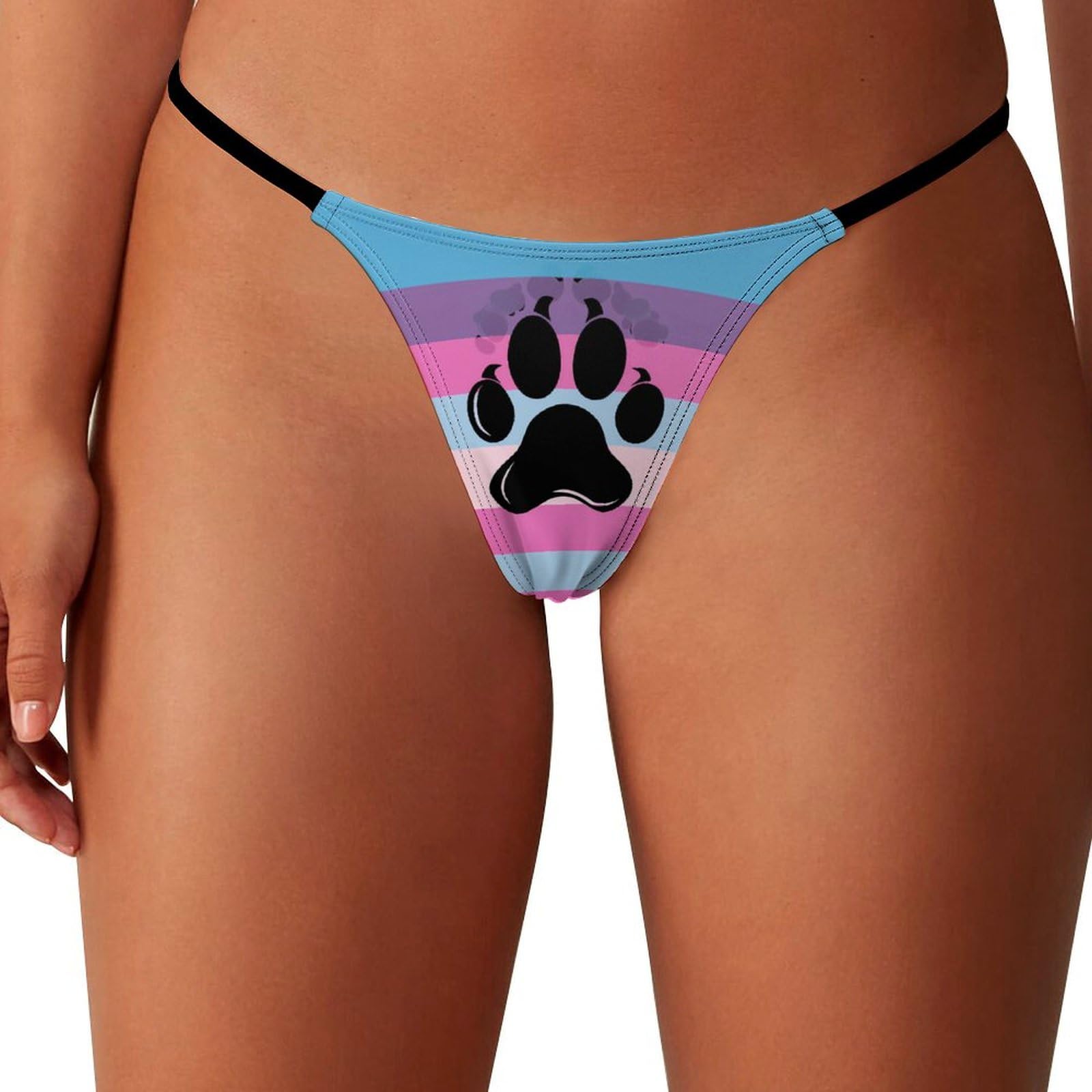 Anceky Women's As Pic Transgender Furry Pride Flag G-String Thongs For Sexy Panties Low Rise Underwear