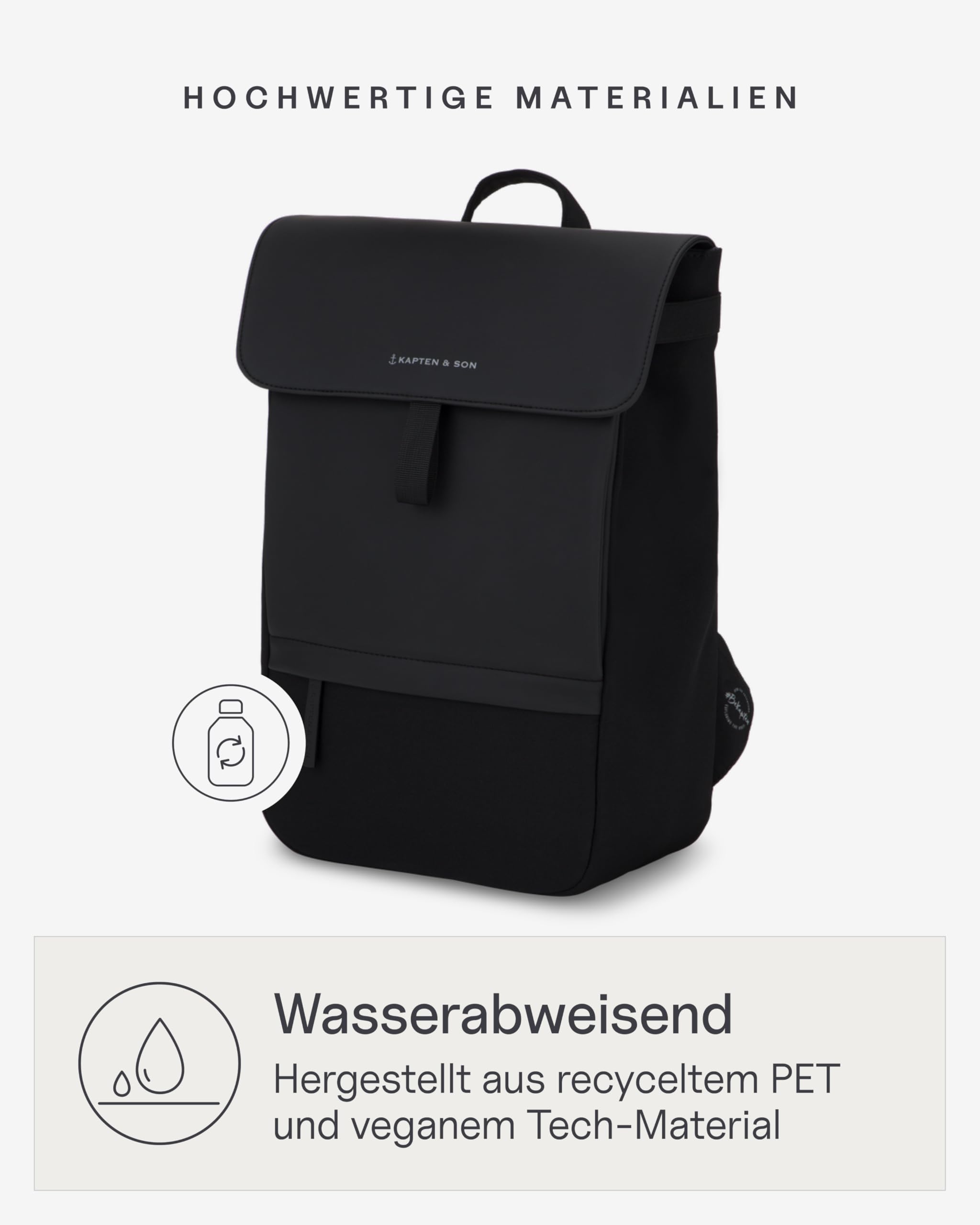 Kapten & Son Rucksack Fyn Classic 11 L | Rucksack Damen & Herren | Tagesrucksack mit 14" Laptopfach | Backpack ideal für Uni, City, Arbeit, Reisen