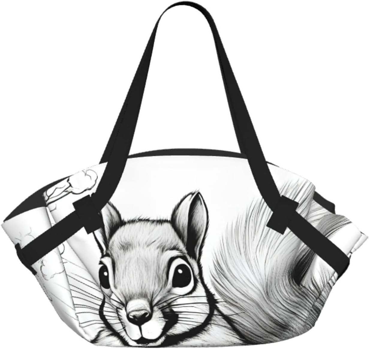 Foldable Cartoon Squirrel Print 2-in-1 Portable Picnic Blanket Tote Bag Outdoor Camping Beach Park Mat