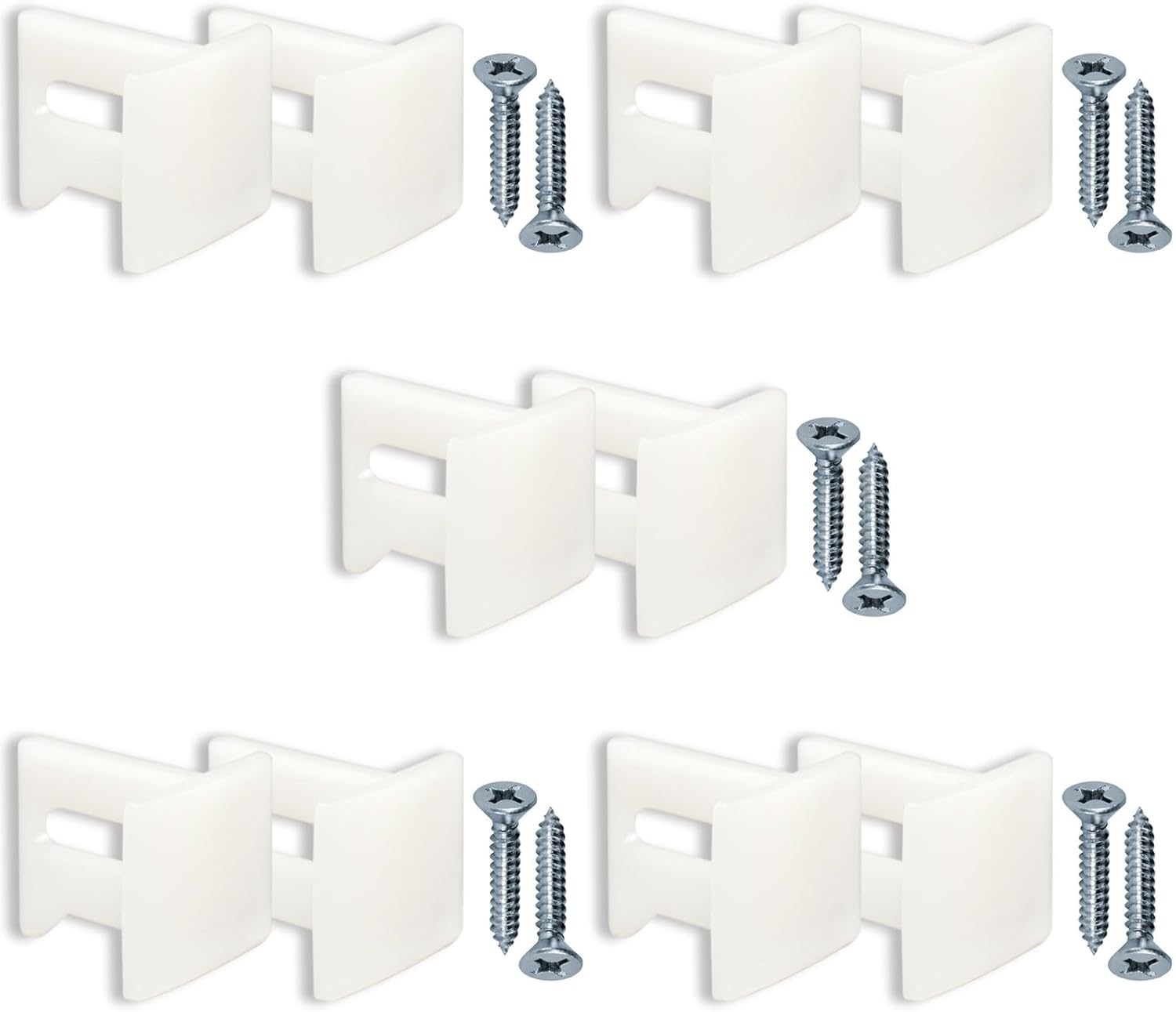 Generic 10 Pcs N7015 Plastic Door Bottom Guide Kits Replacement, 5 Sets, White