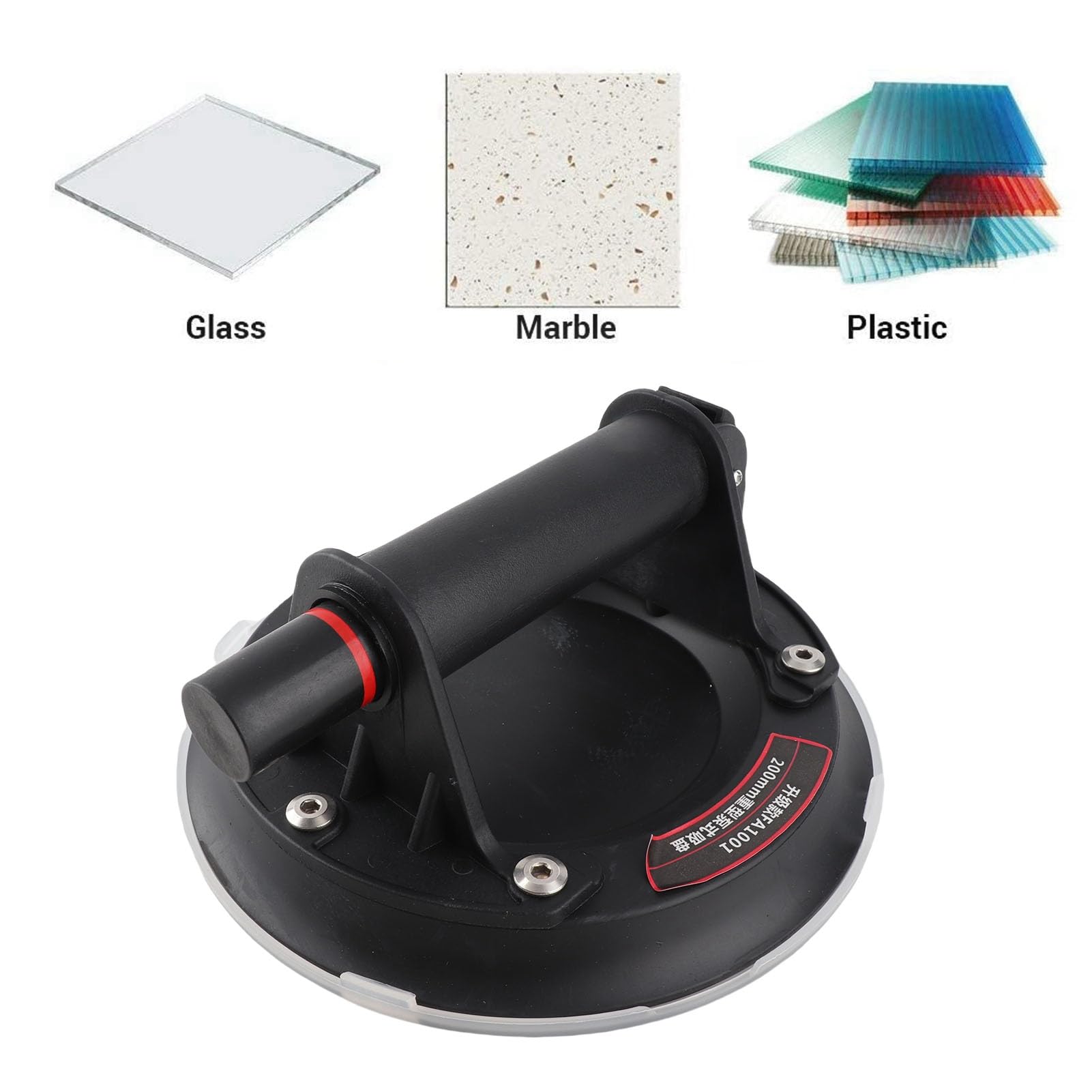 Sollevatore manuale a ventosa | Capacità di sollevamento 220 kg per vetro/piastrelle/mobili | Strumento di aspirazione resistente con indicatore di linea rossa sicuro e valvola a sgancio rapido