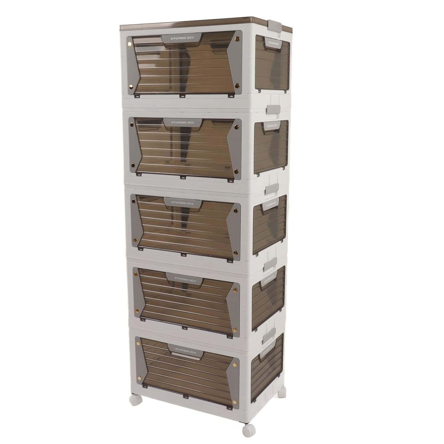 Walfront Stackable Storage Box Magnetic Stackable Storage Bins Folding Box Container Folding Bins Suction Function PP Transparent Home