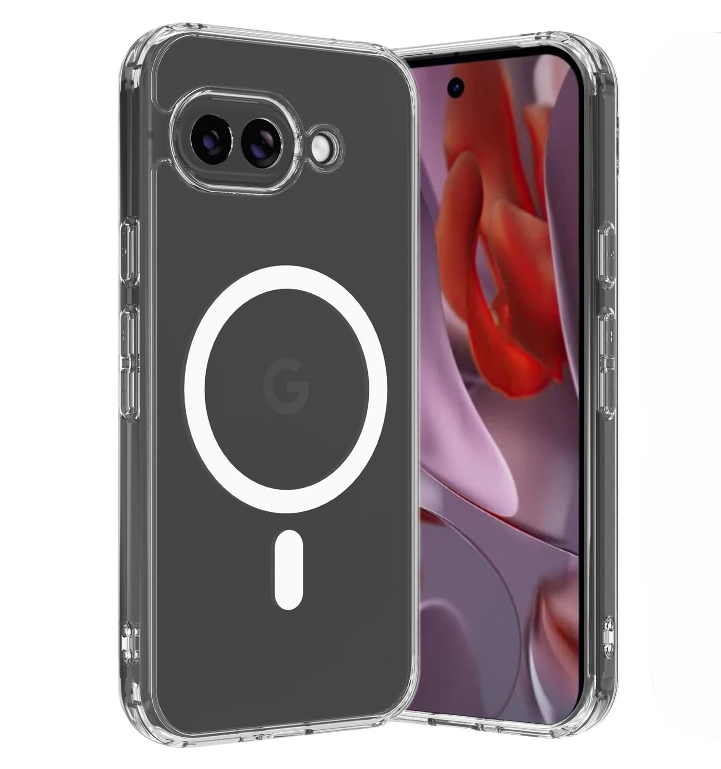 MOBILE MART Back Case Cover Compatible for Google Pixel 10A Case, Hard Case with Magnetic Wireless Charging, PC + TPU Hybrid Technology,Shockproof Bumper, Raised Camera Protection (Clear)