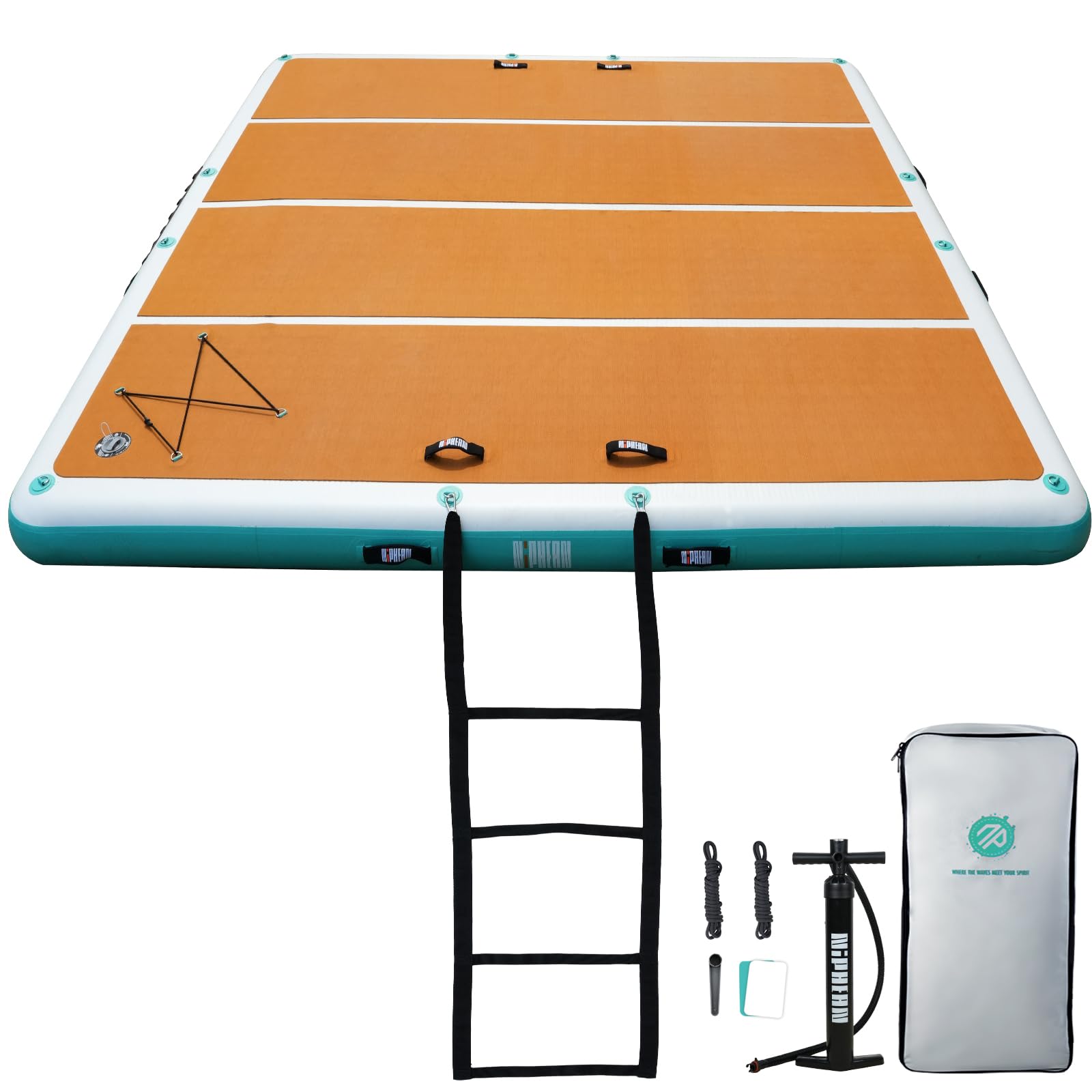 Niphean Inflatable Floating Dock 10ft for 5-6 People&Friend, Quick Inflation/Deflation Easily Transportable Inflatable Dock Floating Platform, Non-Slip Surface for Pool Lake Beach Ocean