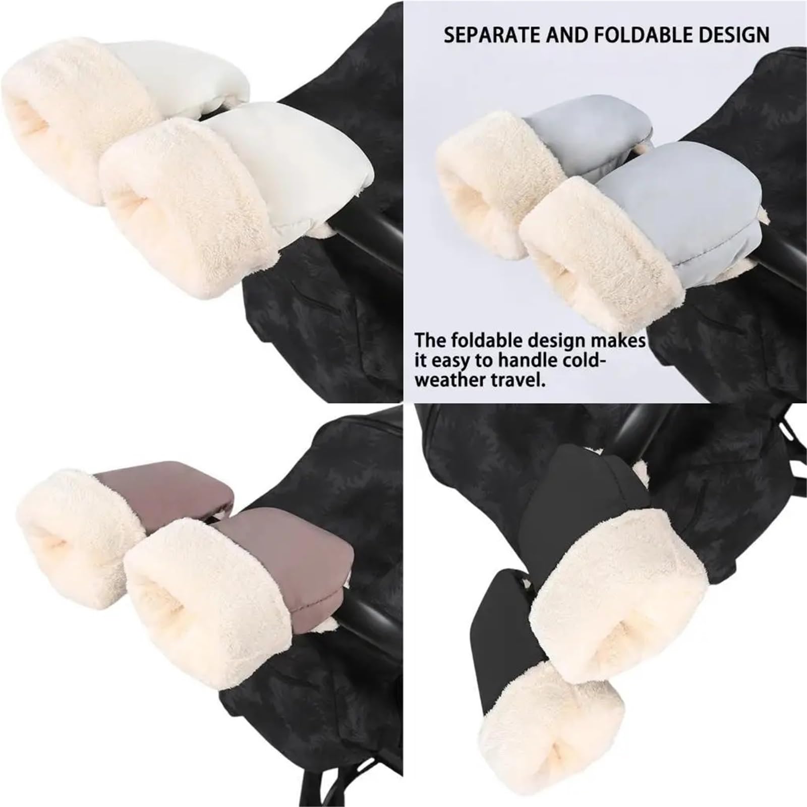 Guanti Passeggino Scaldamani for carrozzina, guanti, scaldamani for passeggino, impermeabili e antivento(White)