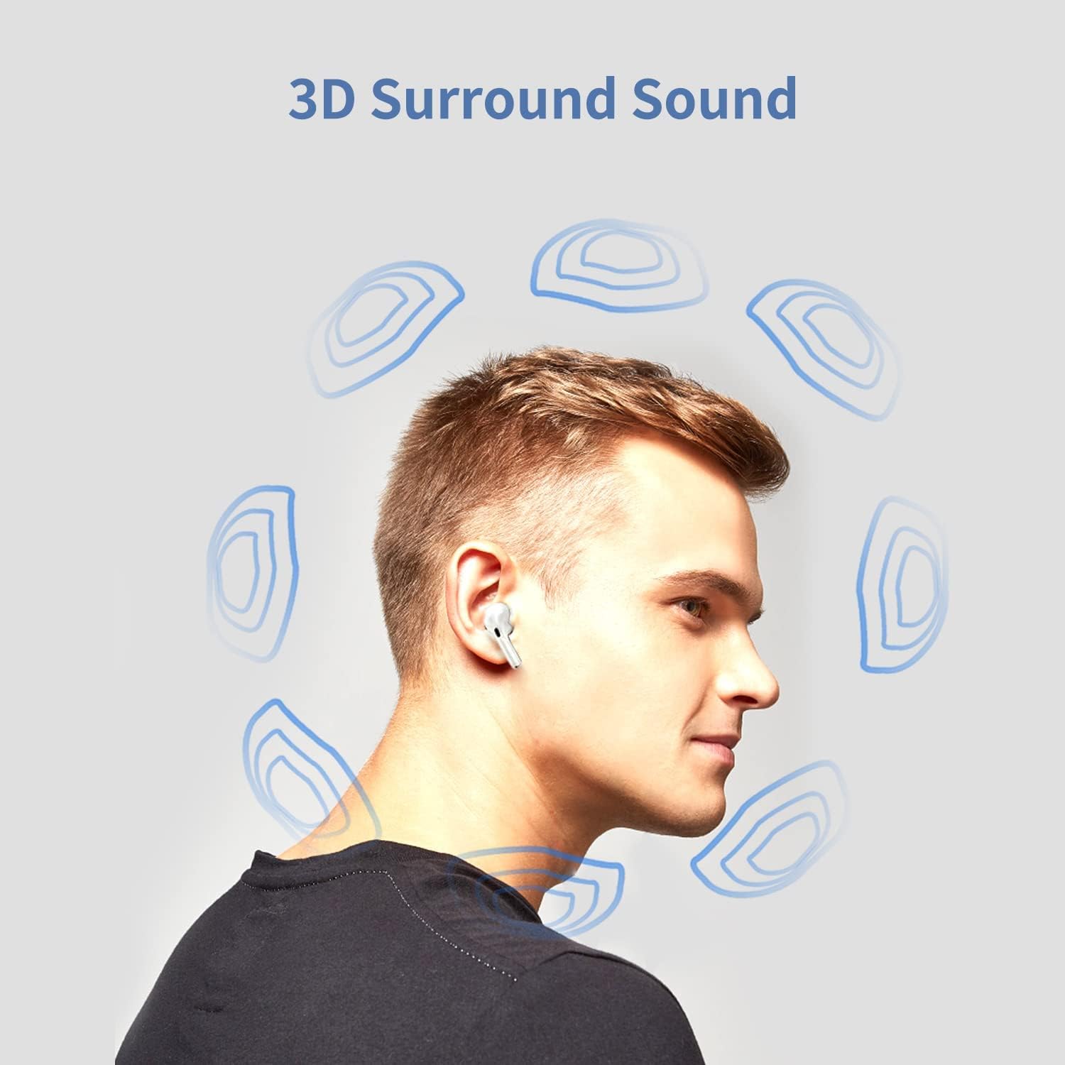Auriculares inalámbricos, auriculares Bluetooth, cápsulas Air Buds con cancelación de ruido, 4 auriculares 3D, auriculares intrauditivos con graves profundos, auriculares deportivos, funda de carga