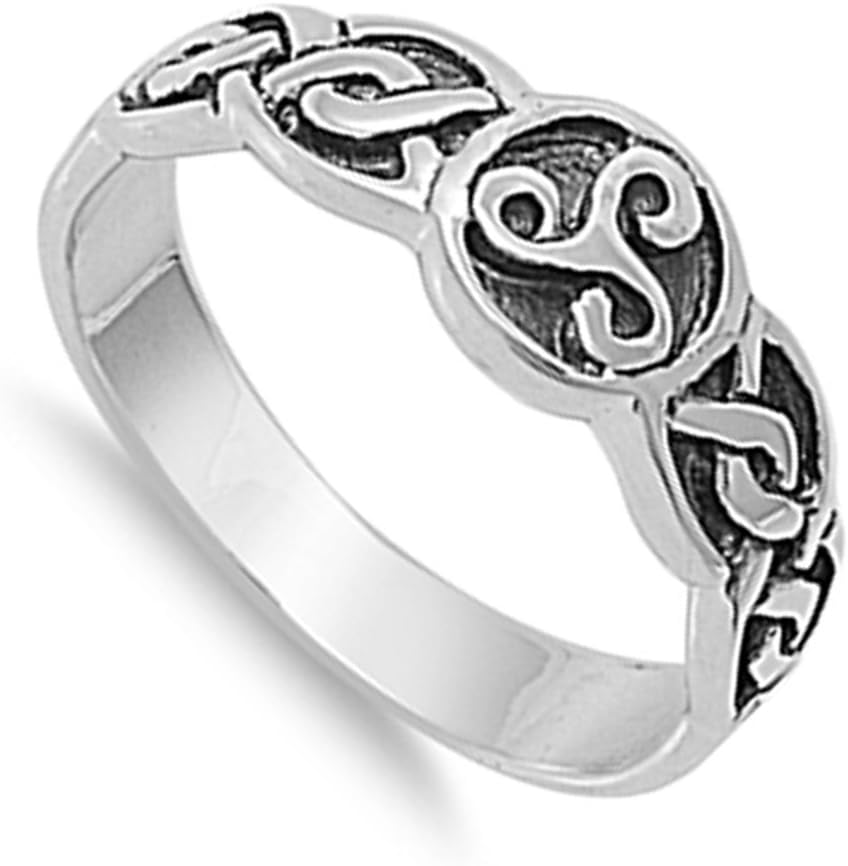Oxidized Celtic Knot Spiral Fashion Ring New 925 Sterling Silver Band Sizes 4-11