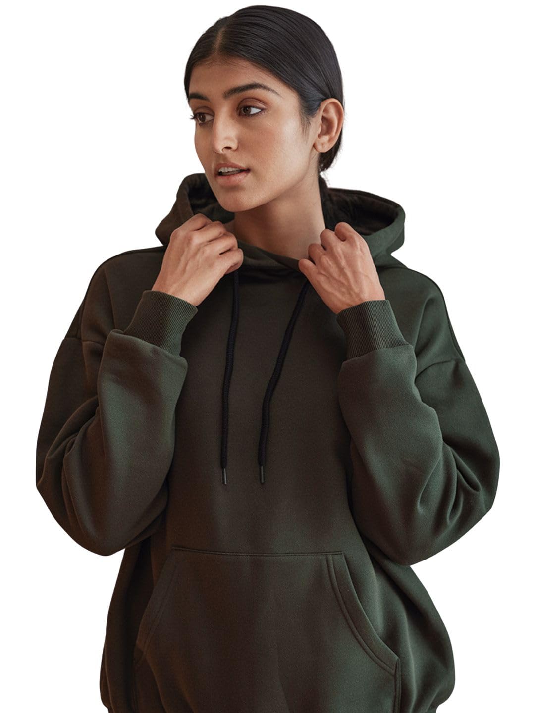 Womens Fleece Sweatshirt Hoodie Solid…-image-47