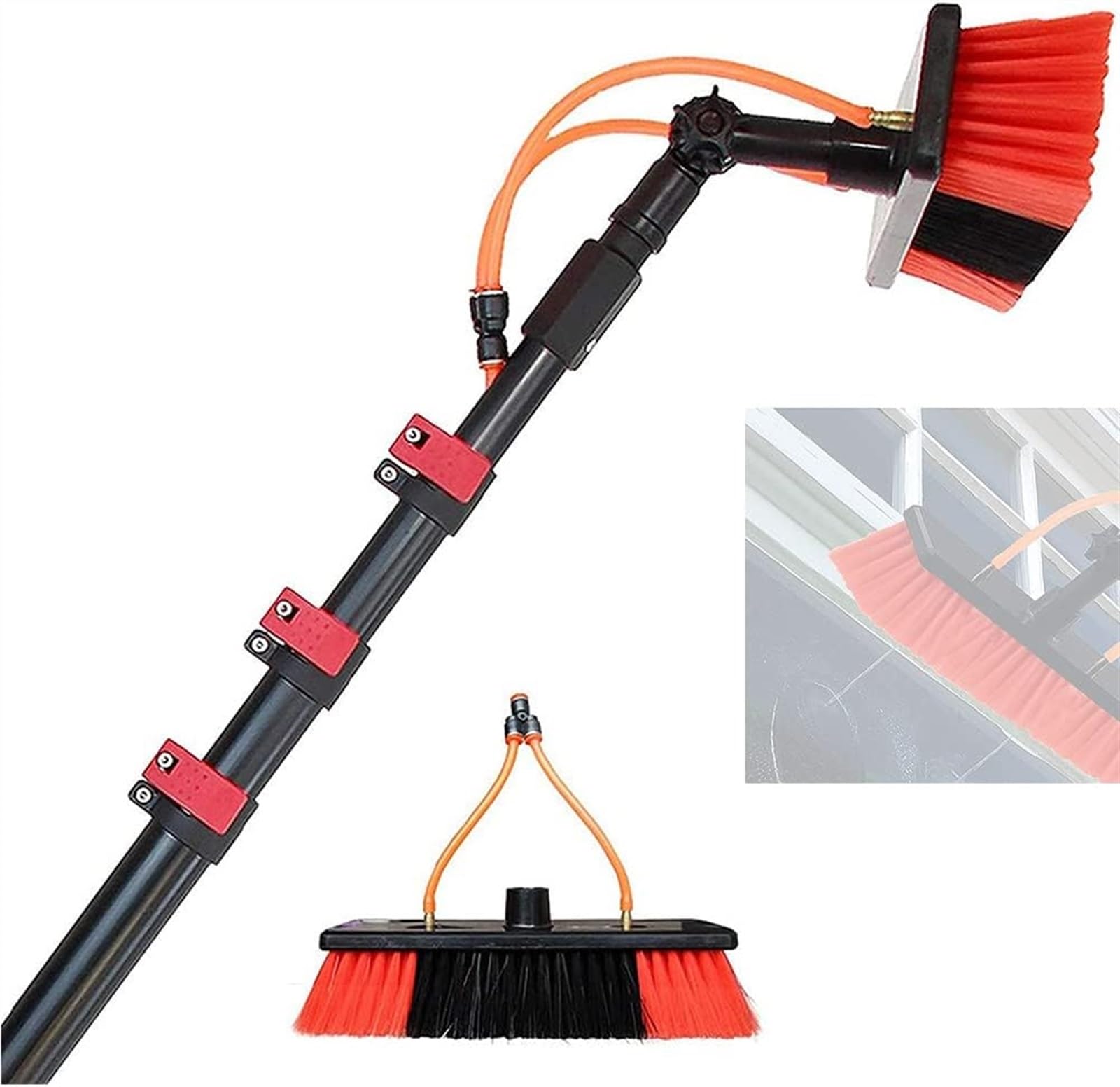 Kit de limpieza de ventanas extensible de 6 m, cepillo de agua para techos de invernadero, ideal para limpieza de paneles solares, uso en exteriores, eficiente y fácil de usar
