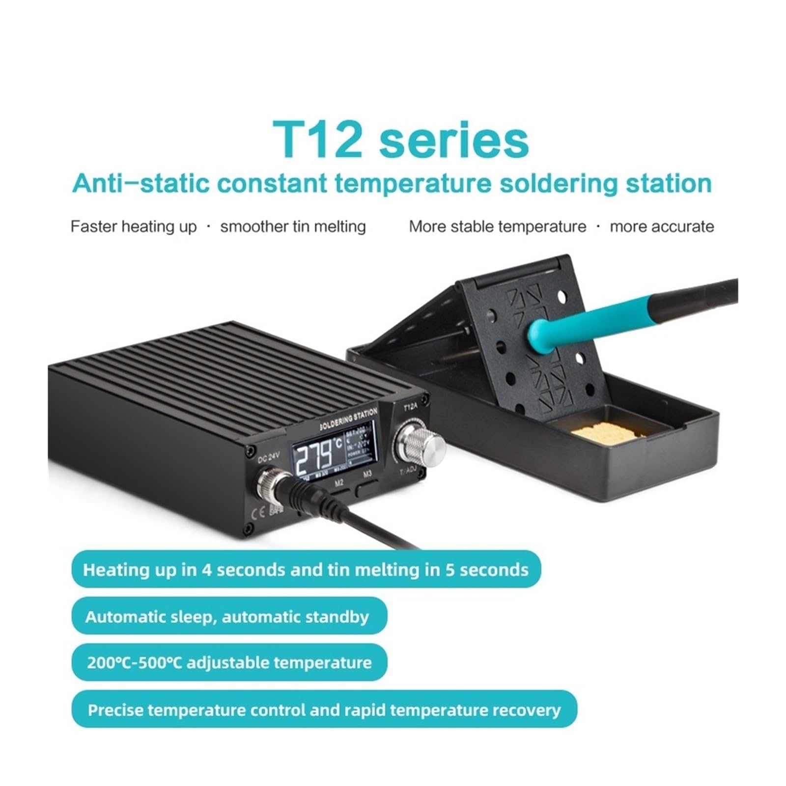 Stazione saldante Stazione Di Saldatura T12 74W Riscaldamento Rapido Display Digitale LCD Temperatura Del Saldatore Elettrico Regolabile Con Punta Sicurezza con grande valore
