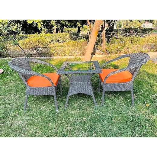 HUMAIRA Outdoor Wicker Chair + Table Set D-8 Black