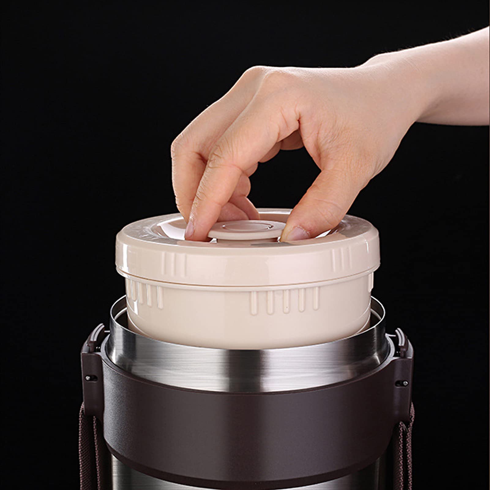 Edelstahl Thermo-Lunchbox 3 Etagen Isolierung Lebensmittelbehälter,Stapelbar Isolierbehälter Box Speisenwärmer für Essen Babynahrung Suppe Brei Obst,mit Löffel und Lunchtasche,2.3L + 3 Layers