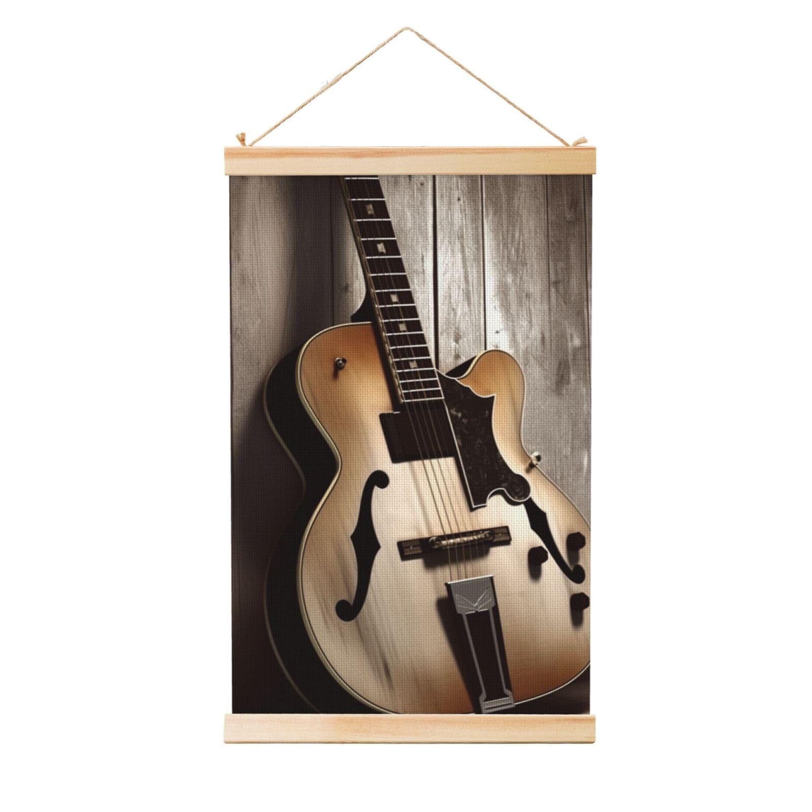 Guitar Pictures Posters Wooden Shaft Hanging Poster Canvas Prints Scroll Wall Art Painting Vintage Wall Banner Modern Artwork Decor for Home Decor Ready to Hang 20"x30"