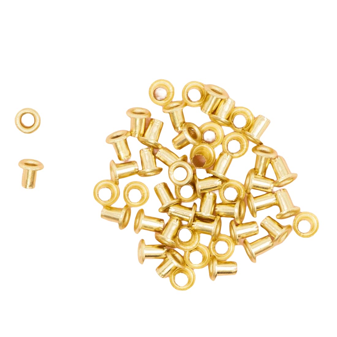 Craftelier - Pack of 50 Mini Metallic Eyelets Ideal for Scrapbooking and Crafting | Valid for Different Materials | Size Approx. Inner Diameter 3 mm and Outer Diameter 5 mm - Gold Colour