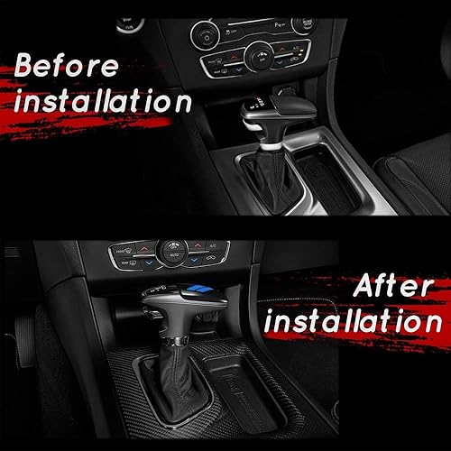 Vista 9 de auovo Gear Shift Knob Cover Trim for Charger Accessories Challenger 2015-2023 / Durango 2016-2024 (Black-Red)