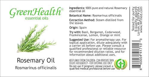 Vista 2 de GreenHealth Aceite esencial de romero 100% puro 1oz (1.0 fl oz) Romero,Estrella