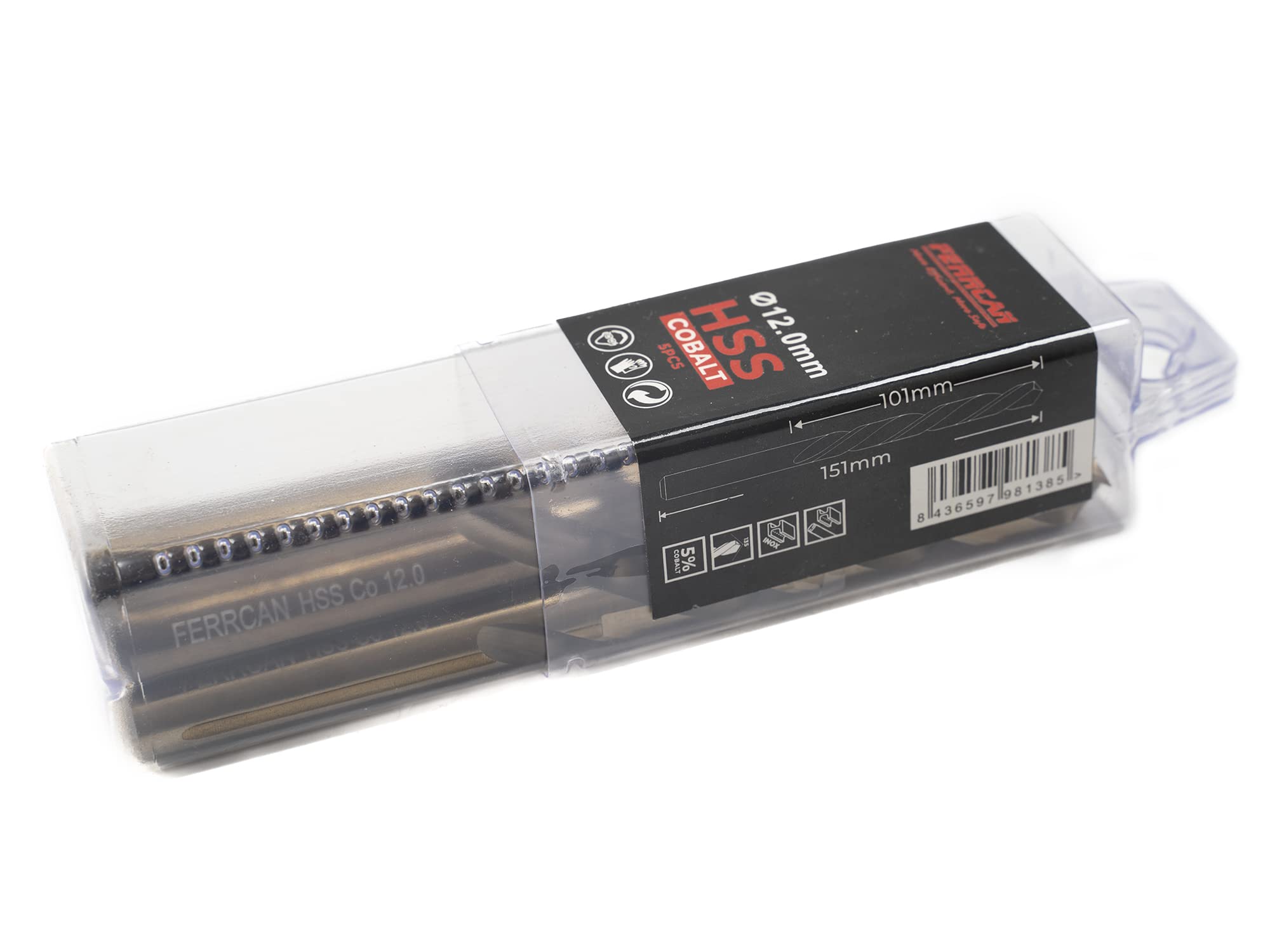 Brocas para metal HSS DIN338 M35 cobalto de 7-13mm (paquete de 5 unidades) (12mm)