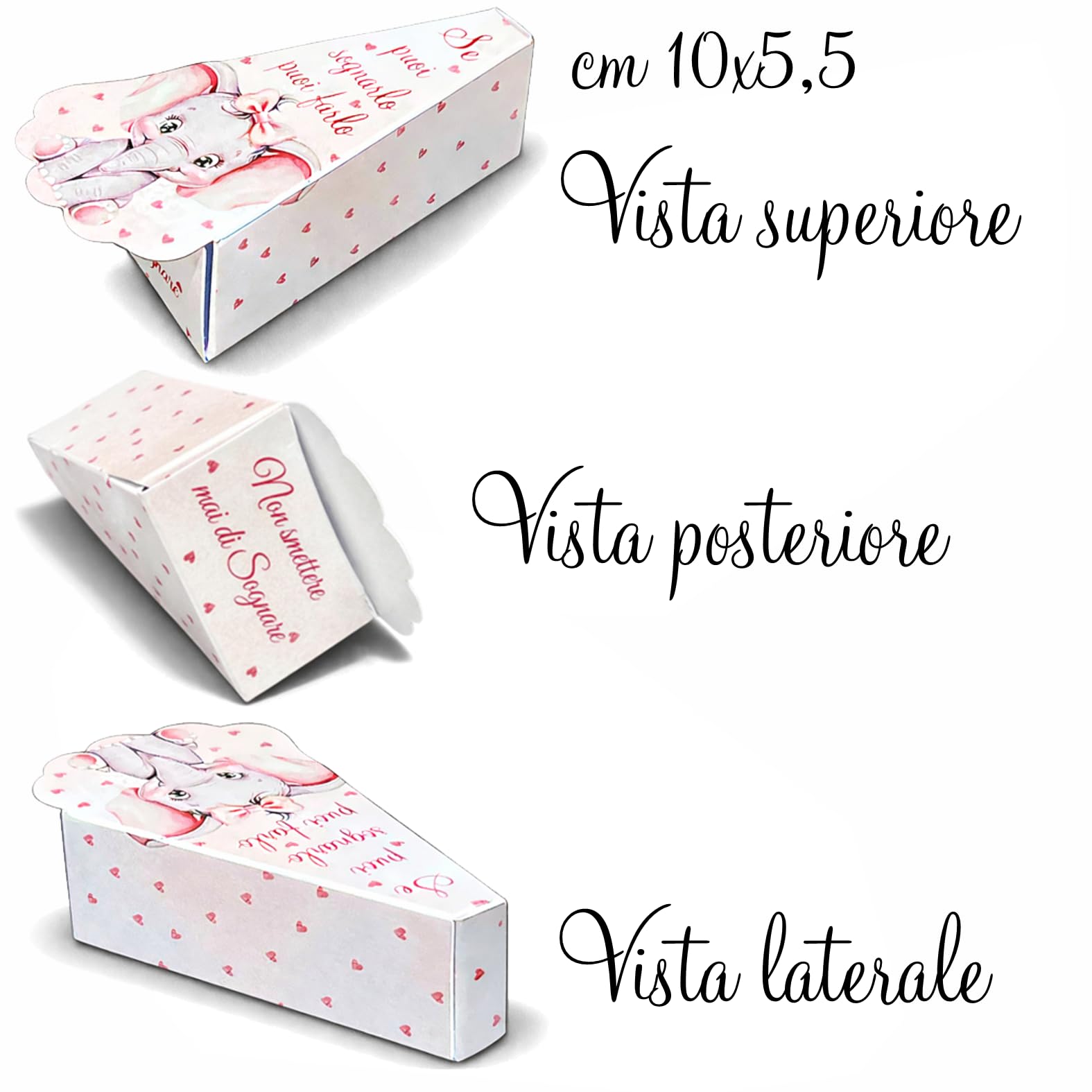 Regalami 25 Scatoline Portaconfetti a Forma di Torta per Battesimo, Comunione o Laurea, Complete di Bigliettino a Tema, Segnaposto e portaconfetti (Battesimo Bimba)