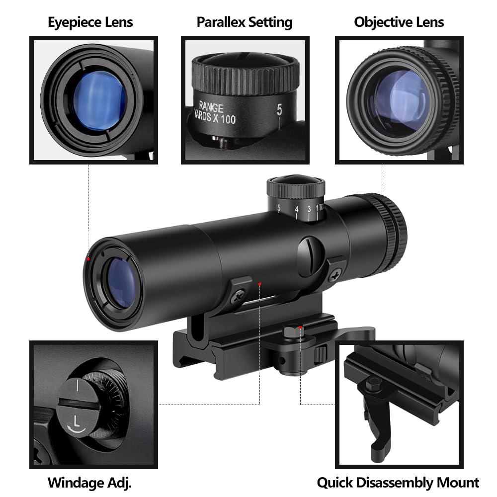 SPINA OPTICS Fusil de Chasse Lunette de visée 4x20 avec Double Maille et Base 20mm