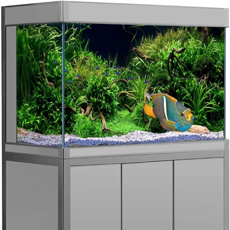 Sfondo Acquario Adesivo forestale Sfondo Acquario Ornamento Poster Foresta Paesaggio Carta autoadesiva for per la Decorazione(White,54x122cm)