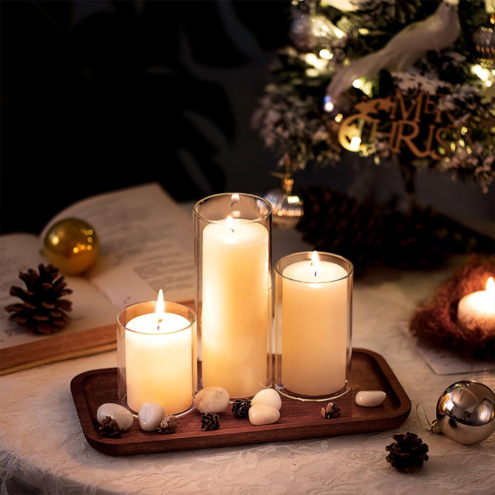 Cabilock Hurricanes Candle Holder Sleeves, 2pcs Glass Chimney Candle Holder Candle Shade Tube Cover Windproof Open Ended Candle Shades for Wedding Birthday Party Decoration