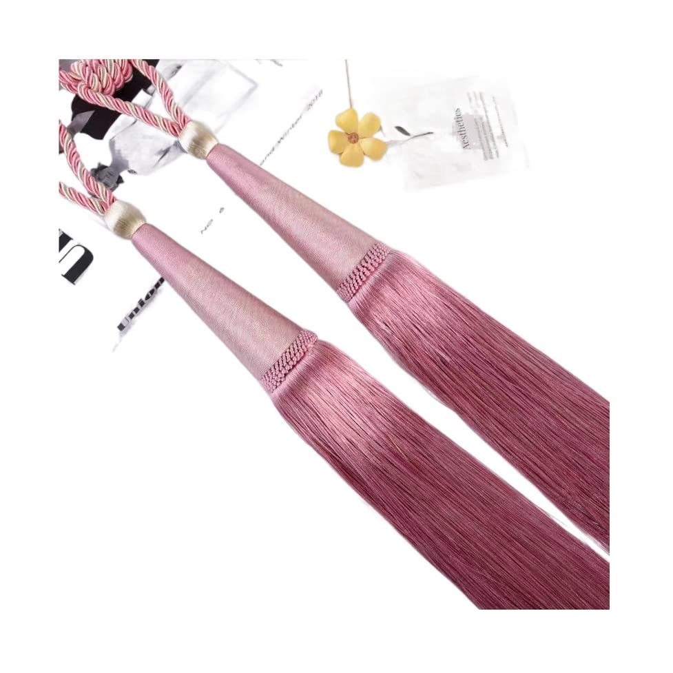 Alzapaños para Cortinas, 2 Unidades, con Forma De Bola, para Colgar Cortinas, con Gancho, Correa De Amarre, Borla, Hebilla, Decoración para El Hogar, Oficina, Hotel, Color Rosa