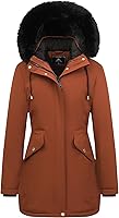 MOERDENG Women's Long Winter Puffer Jacket: Thicken Fleece Lined Parka with Detachable Faux Fur Hood - Warm & Waterproof