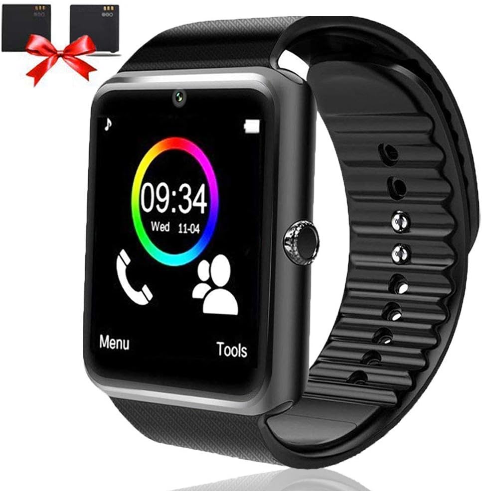 OumuEle Bluetooth Smart Watch-SmartWatch for Android Phones with SIM Card Slot Camera, Fitness Watch with Sleep Monitor Pedometer Watch for Men Women Kids Compatible iPhone Samsung LG Huawei (Black)