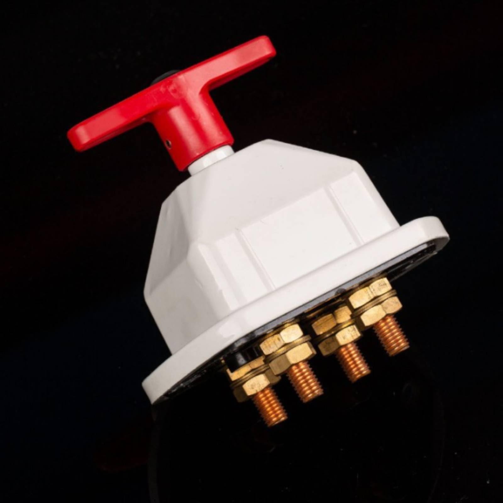 harayaa Interruptor de Desconexión de Batería 300A Cortacorriente Seccionador Interruptor Principal Mando T Visible y Carcasa Blanca Aislada Apto para