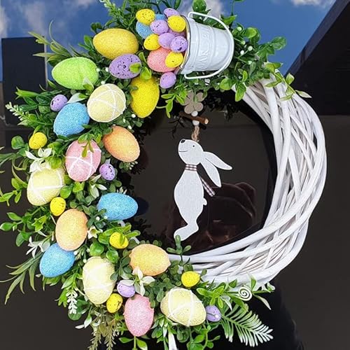 EHOTER Couronne de Porte de Lapin de Pâques Couronne Suspendue de Pâques Couronne d'oeufs de Lapin Décorations d'arbre Pendentif pour la Fête d'anniversaire Pâques Thanksgiving Noël (Lapin pendu)