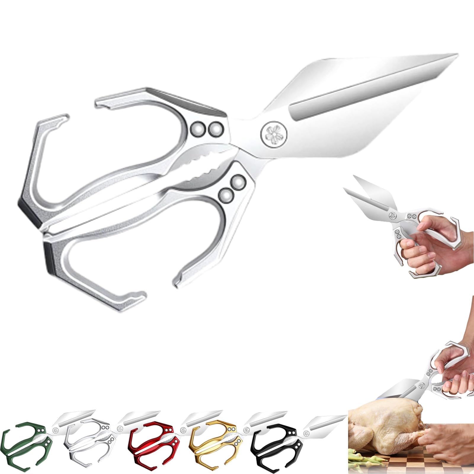 Multifunctional Heavy-Duty Kitchen Shears, Multifunctional Stainless Steel Kitchen Shears, Dishwasher Safe, Heavy Duty Poultry Shears, Chicken Bones