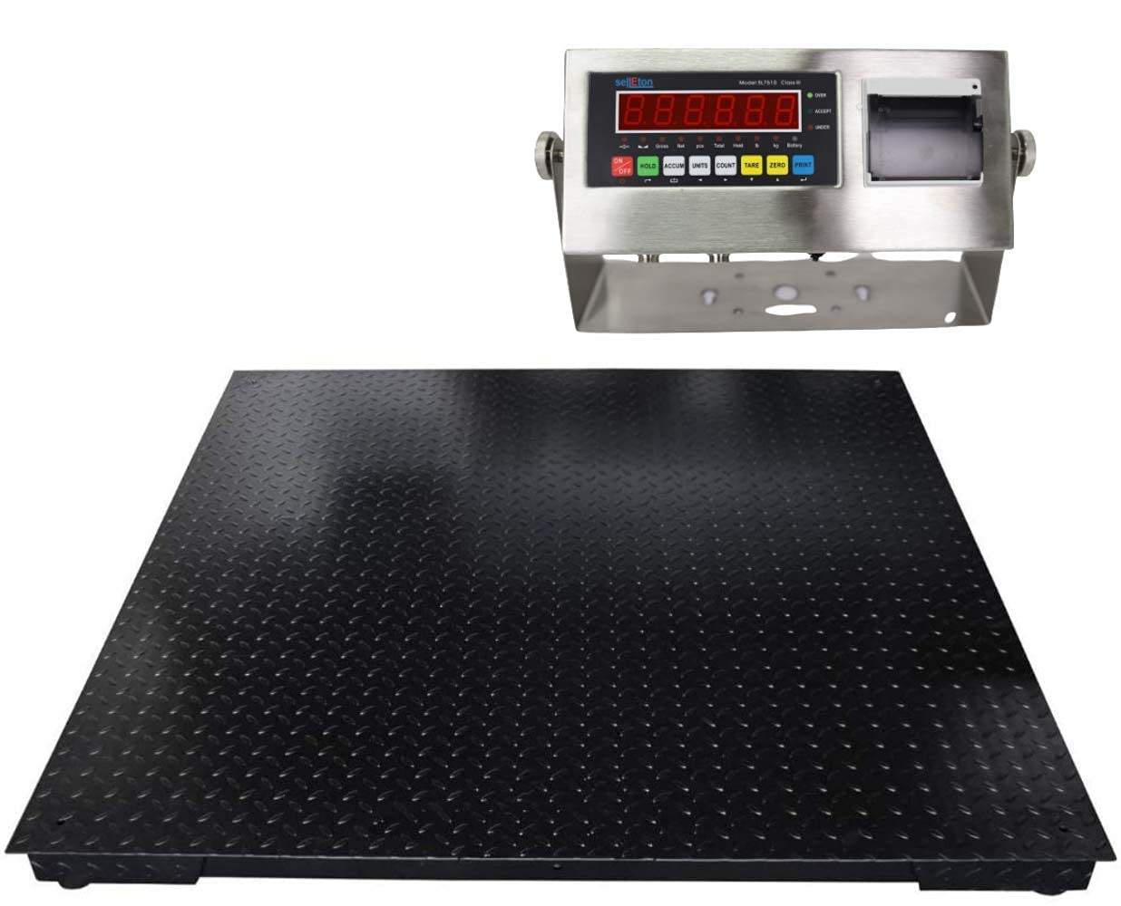 SellEton SL-4x4-10k-NN (48" x 48" / 4' x 4') Floor Scale/Pallet/Warehouse/Industrial 10,000 lb x 1 lb (SL-4x4-10k-NN + SL-7510-SS-P)
