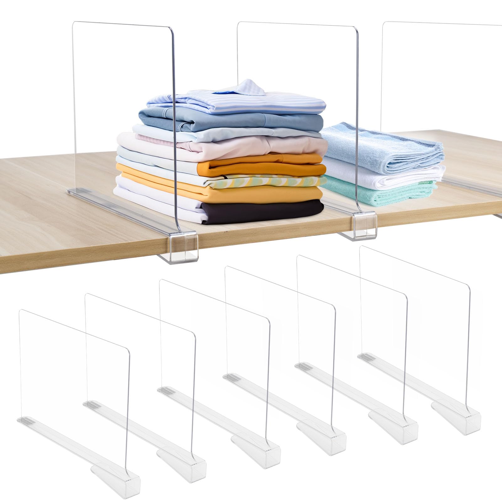Divisori Scaffali In Acrilico Trasparente - Set Da 8 Per Organizzare Armadi E Cucina - Foto 8