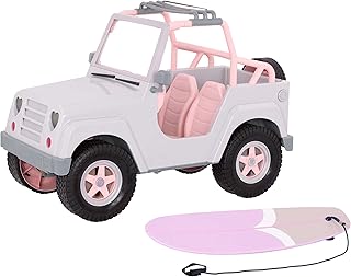 Our Generation BD37958Z 4X4 CAR W/Elect. (Grey W/Pink Surfboard)